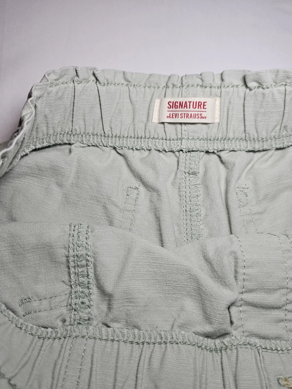 Signature by Levi Strauss Sage Green Embroidered Floral & Butterfly Cargo Shorts - Picture 4 of 7